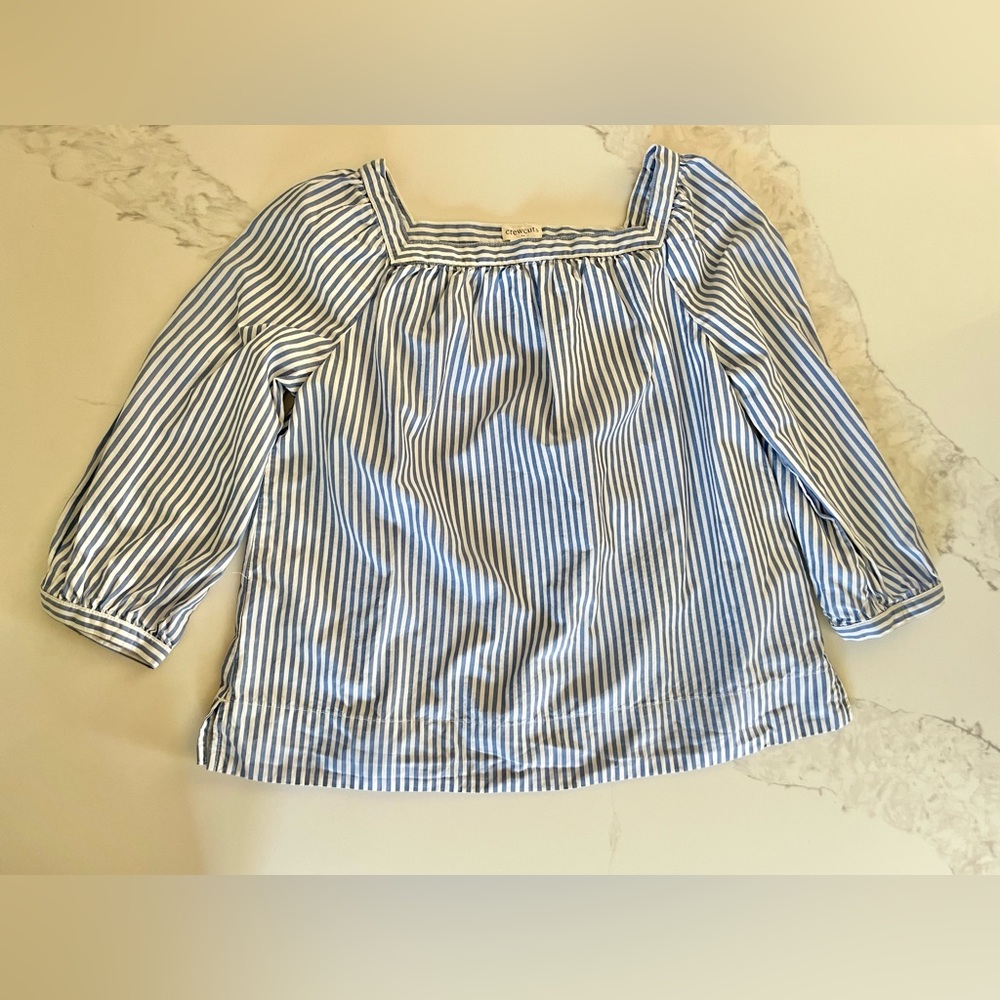Crewcuts size 8 blue and white stripe cotton blouse